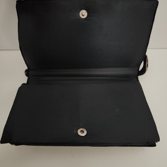 Vintage Evening Bag Jewel Beaded Black Ember Stones Embroidered 60's Clutch - Picture 6 of 8